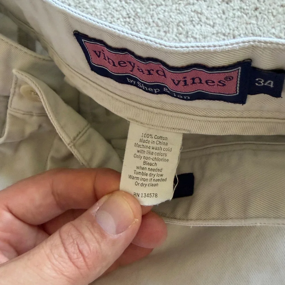 Vineyard Vines Mens Club Short Khaki Tan Cotton Twill Chino Shorts Size 34‎